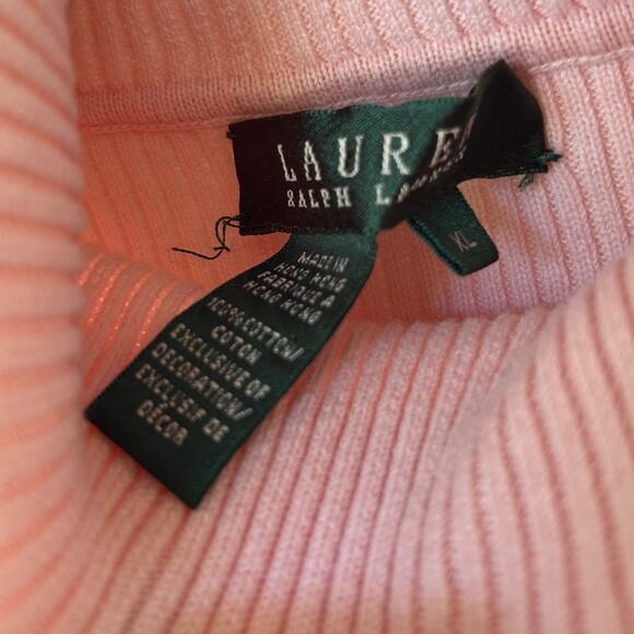 Lauren Ralph Lauren Women's Pink Ribbed Turtleneck Size XL - Picture 5 of 6